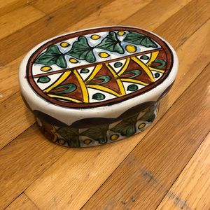 Mexican Talavera Oblong Hand-painted box w lid